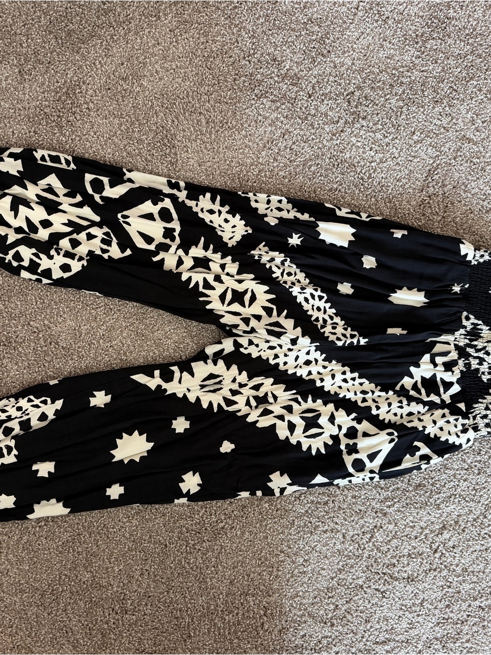 Anthropologie Black and White Printed Track Pants
